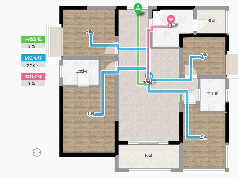 四川省-成都市-九龙仓时代上城-98.42-户型库-动静线