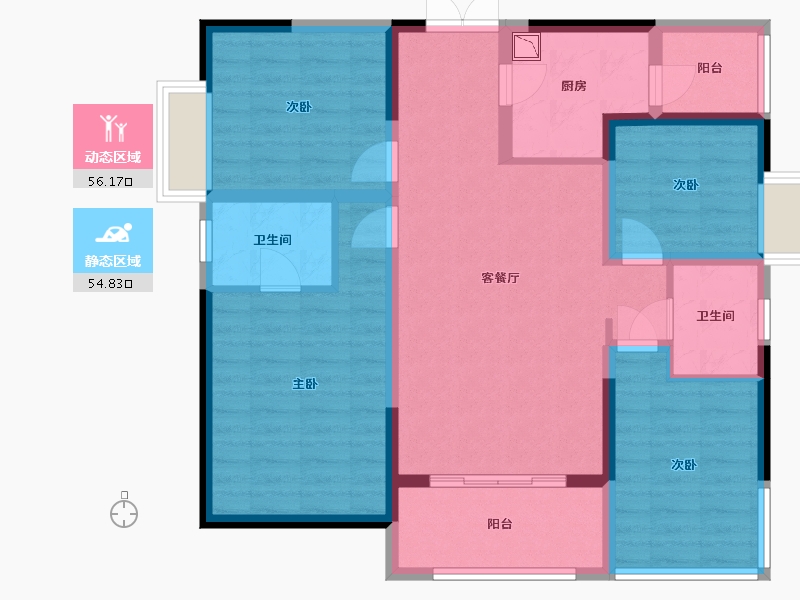 四川省-成都市-九龙仓时代上城-98.42-户型库-动静分区