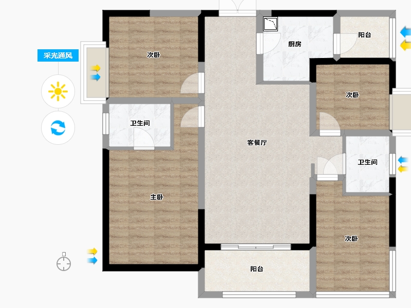 四川省-成都市-九龙仓时代上城-98.42-户型库-采光通风