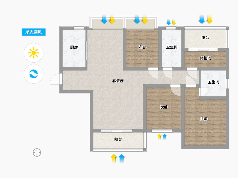 湖南省-株洲市-中房天玺湾-96.39-户型库-采光通风