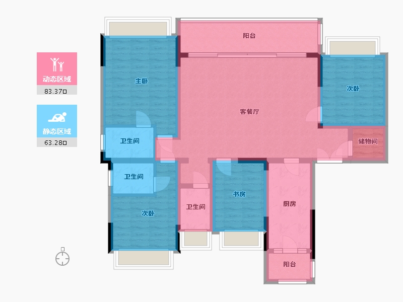 重庆-重庆市-北辰悦来壹号-131.38-户型库-动静分区