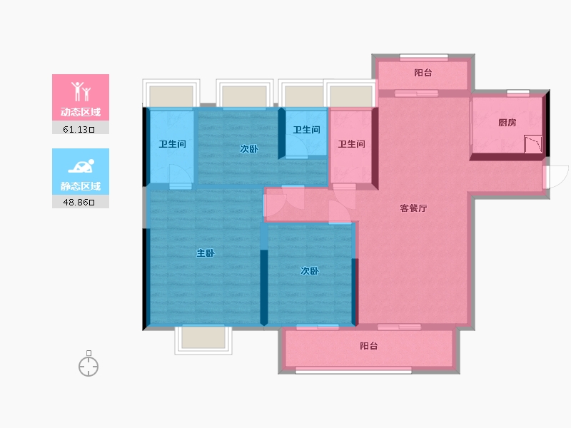 广东省-江门市-奥园锦江国际新城御峰-97.60-户型库-动静分区