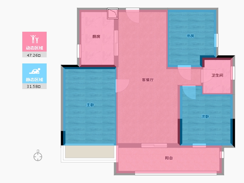 湖南省-长沙市-五江书香苑-70.00-户型库-动静分区