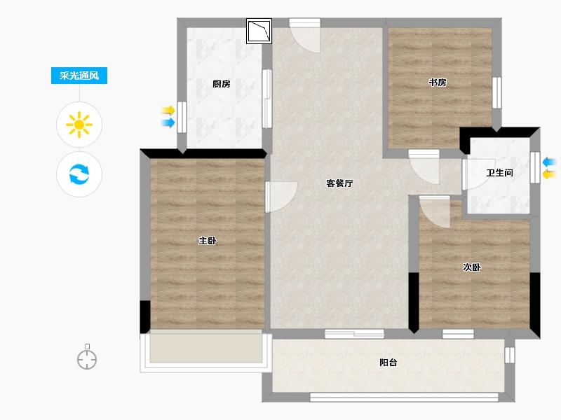 湖南省-长沙市-五江书香苑-70.00-户型库-采光通风