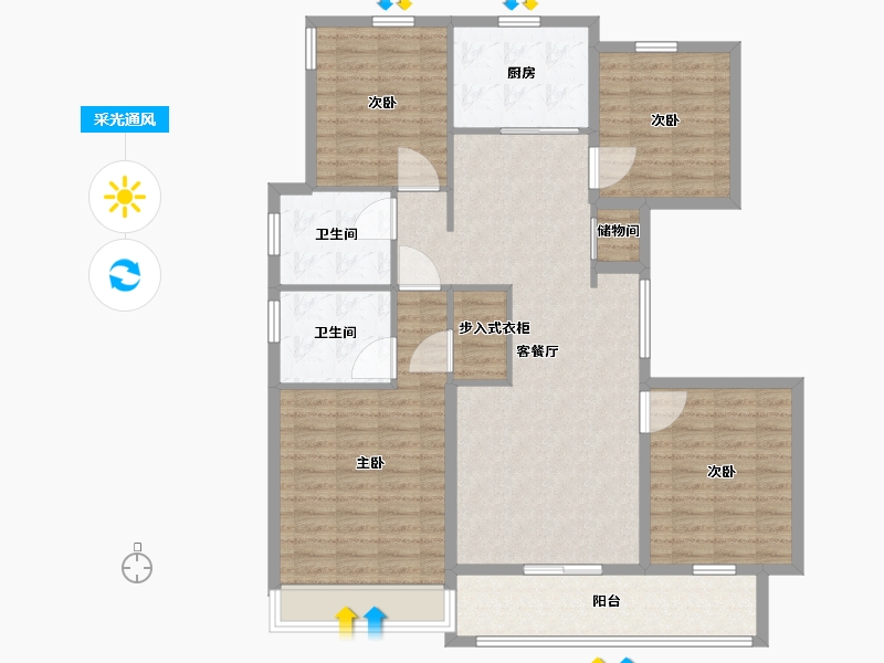 浙江省-杭州市-印澜府-127.01-户型库-采光通风