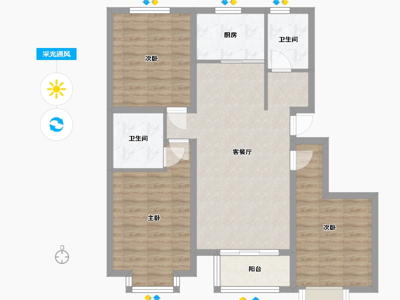 河北省-承德市-泰悦府-85.45-户型库-采光通风