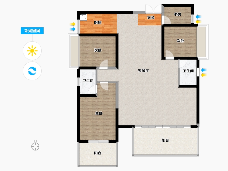 广西壮族自治区-南宁市-凯旋1号上水湾-138.02-户型库-采光通风