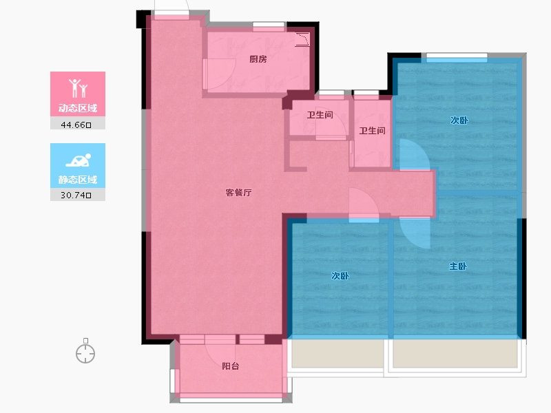 河北省-唐山市-均和宸玥府-66.91-户型库-动静分区