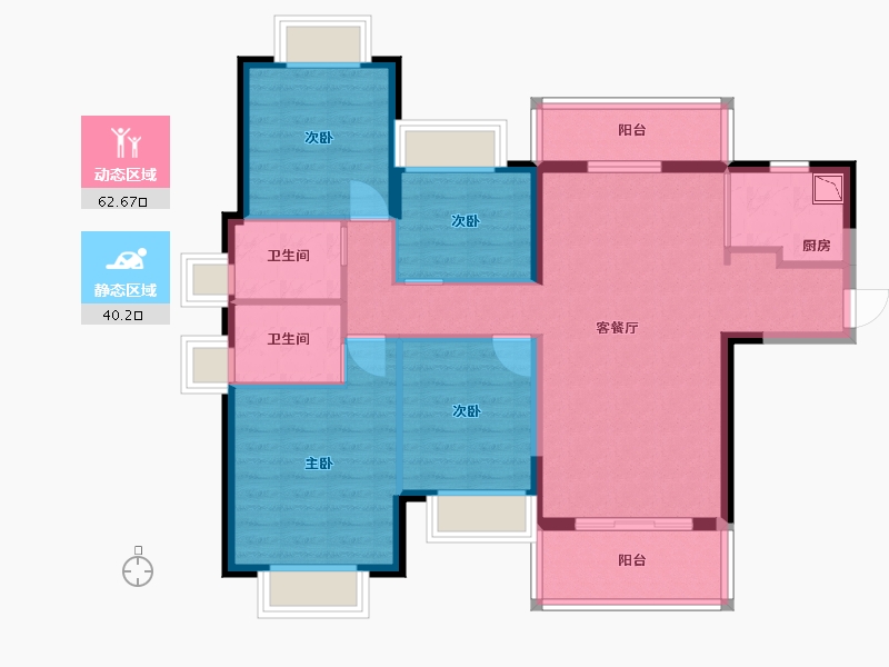 广东省-东莞市-天麟天瑞花园-91.60-户型库-动静分区