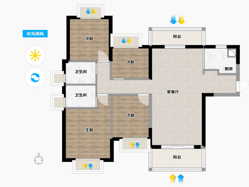 广东省-东莞市-天麟天瑞花园-91.60-户型库-采光通风