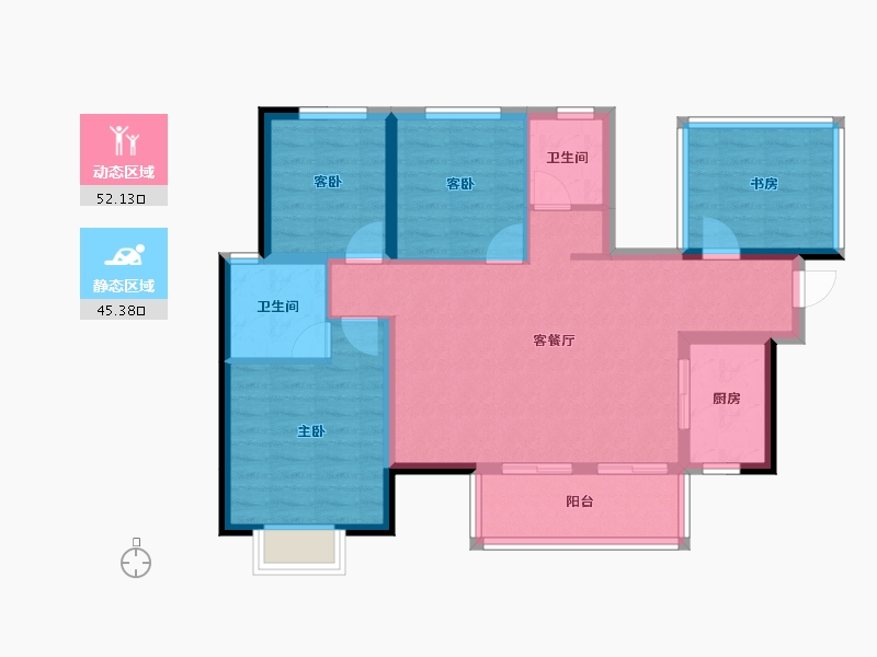 广西壮族自治区-南宁市-龙湖春江天越-87.04-户型库-动静分区