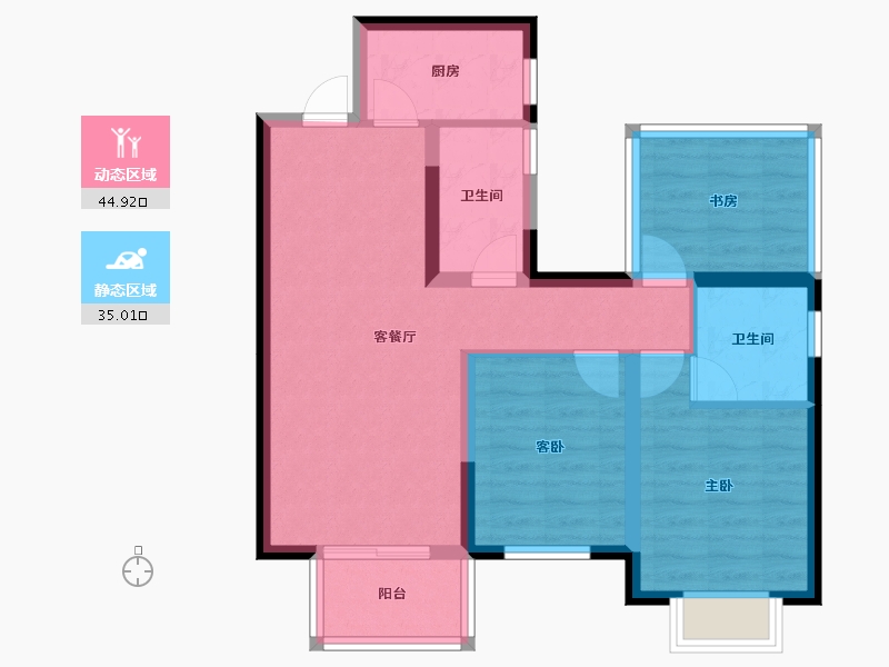 广西壮族自治区-南宁市-龙湖春江天越-70.45-户型库-动静分区