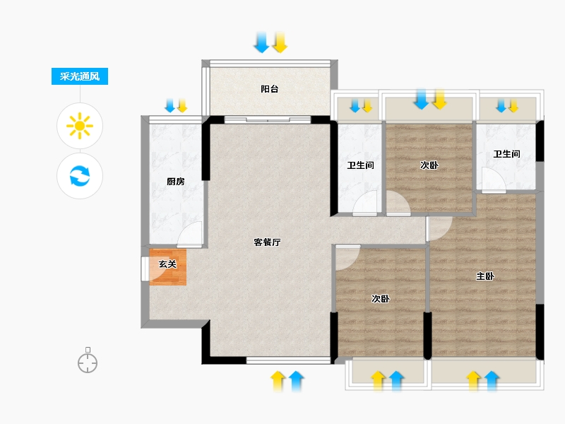 广东省-中山市-鸿瑞壹品-93.04-户型库-采光通风