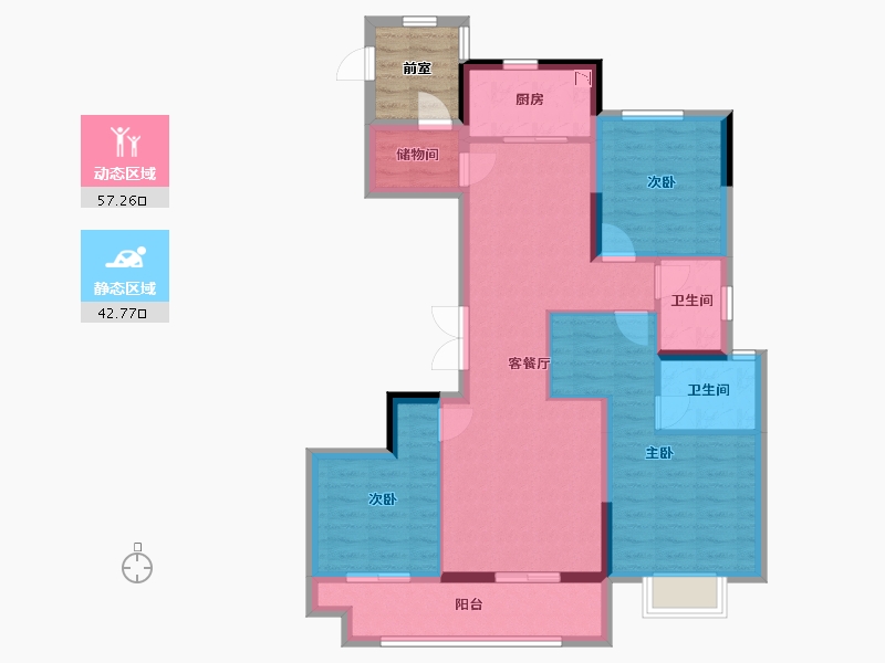 浙江省-湖州市-上实雍景湾-93.53-户型库-动静分区