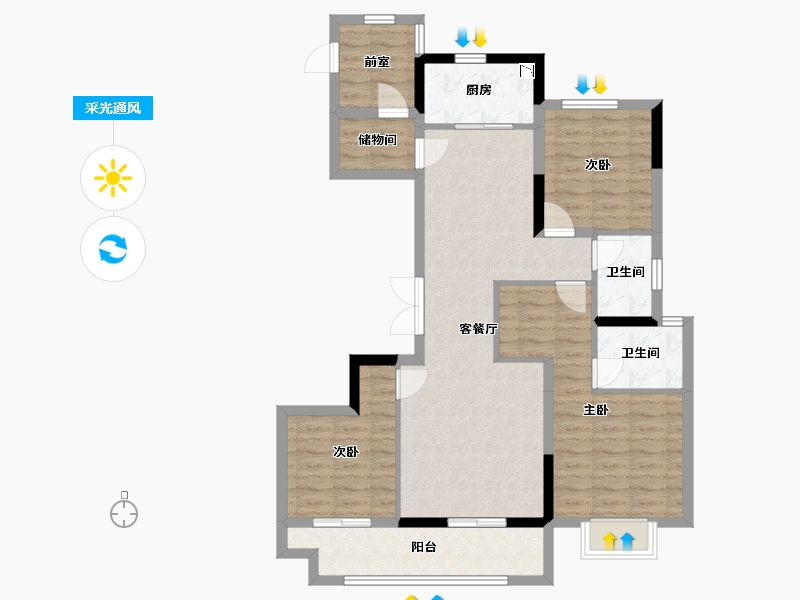 浙江省-湖州市-上实雍景湾-93.53-户型库-采光通风