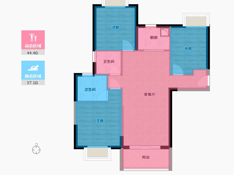 广东省-东莞市-天麟天瑞花园-72.75-户型库-动静分区