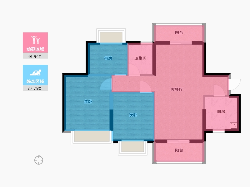 广东省-东莞市-天麟天瑞花园-66.02-户型库-动静分区