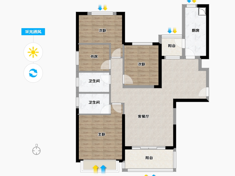 广西壮族自治区-南宁市-南宁恒大城-101.74-户型库-采光通风