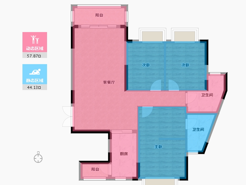 广西壮族自治区-南宁市-振业邕江雅苑-91.60-户型库-动静分区