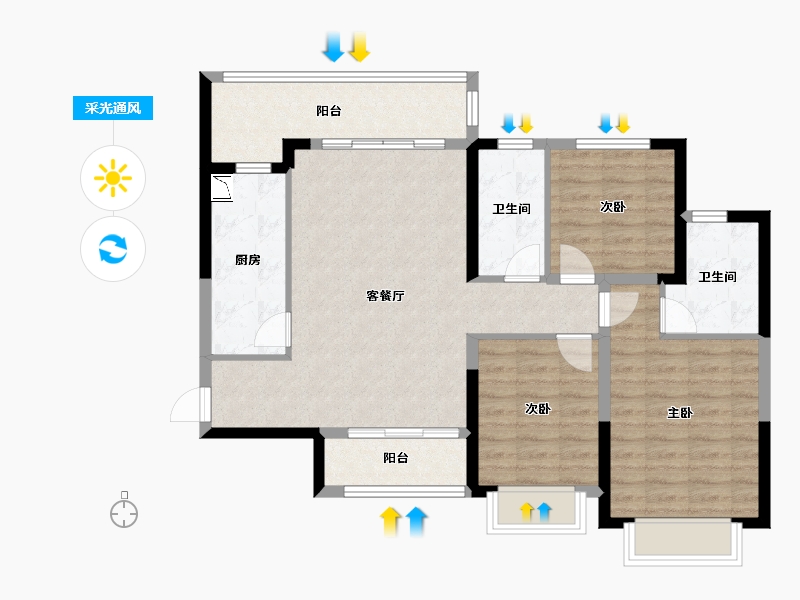 广西壮族自治区-南宁市-南宁恒大城-92.29-户型库-采光通风