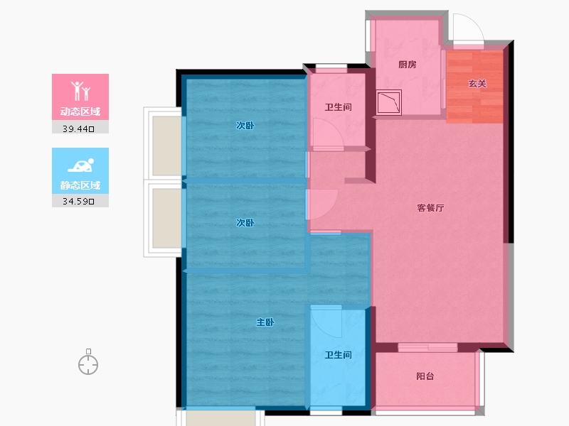 广东省-东莞市-万科城市之光住宅-65.75-户型库-动静分区