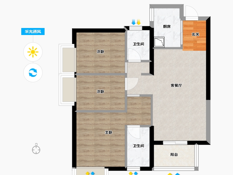 广东省-东莞市-万科城市之光住宅-65.75-户型库-采光通风