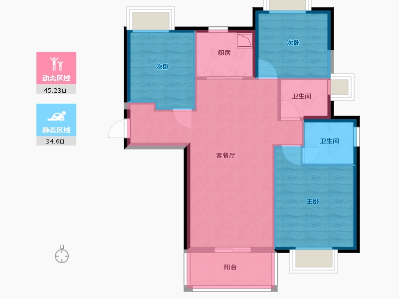 广东省-东莞市-天麟天瑞花园-71.34-户型库-动静分区