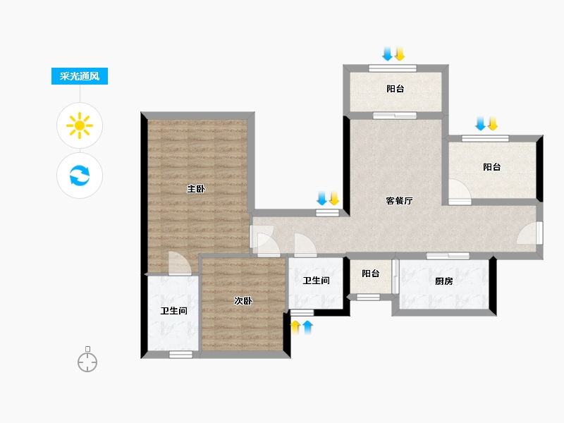 广西壮族自治区-南宁市-八桂绿城龙庭水岸-87.00-户型库-采光通风