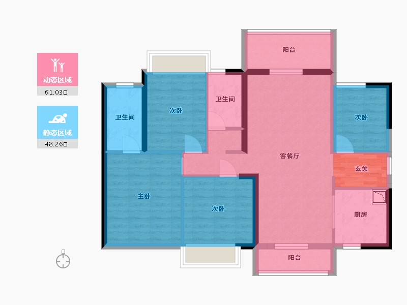 广东省-东莞市-碧桂园公园壹号-97.18-户型库-动静分区