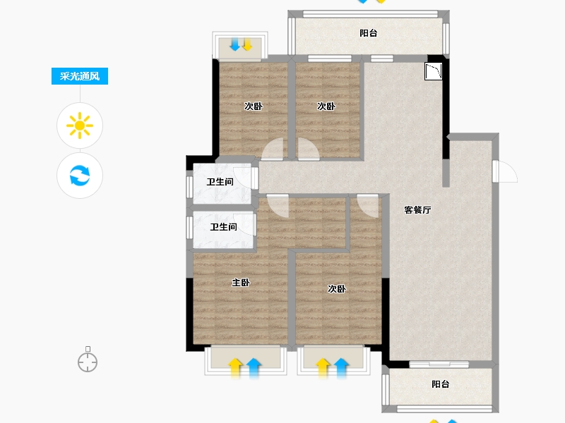 广西壮族自治区-南宁市-科瑞江韵-107.74-户型库-采光通风