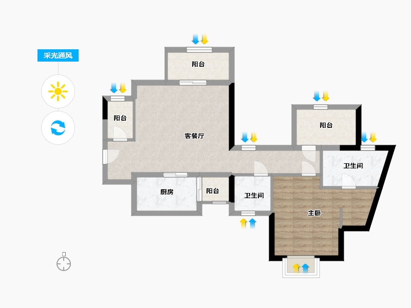 广西壮族自治区-南宁市-八桂绿城龙庭水岸-71.00-户型库-采光通风