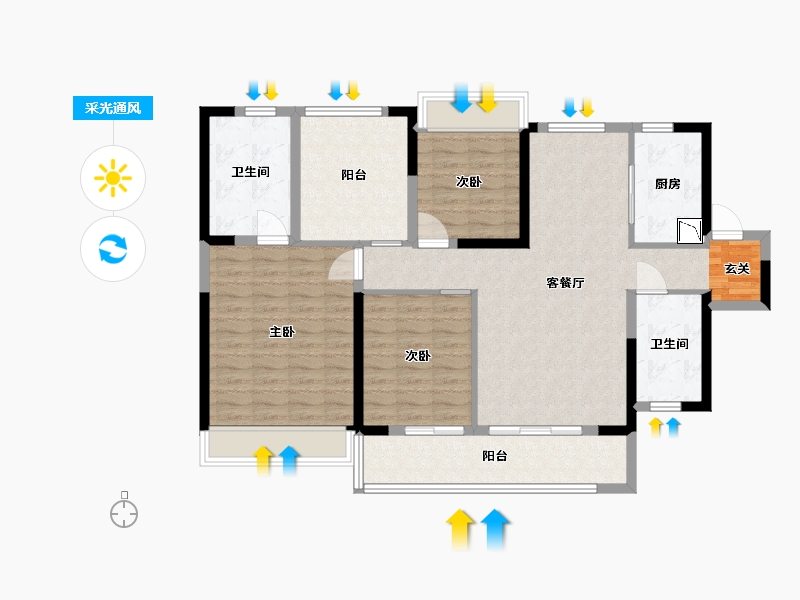 广东省-东莞市-世茂泰禾广州院子-112.00-户型库-采光通风