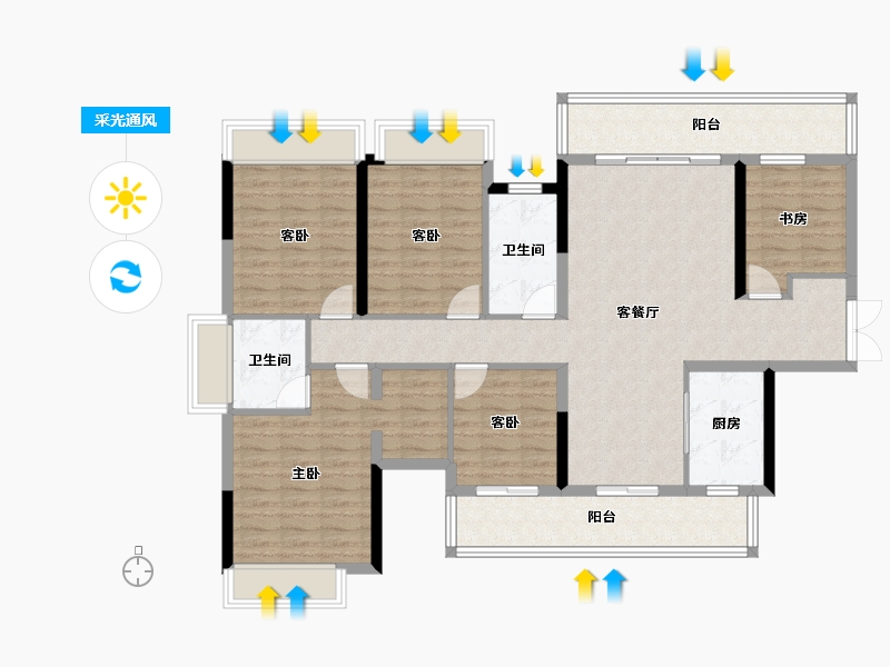 广西壮族自治区-南宁市-金科博翠山-125.72-户型库-采光通风