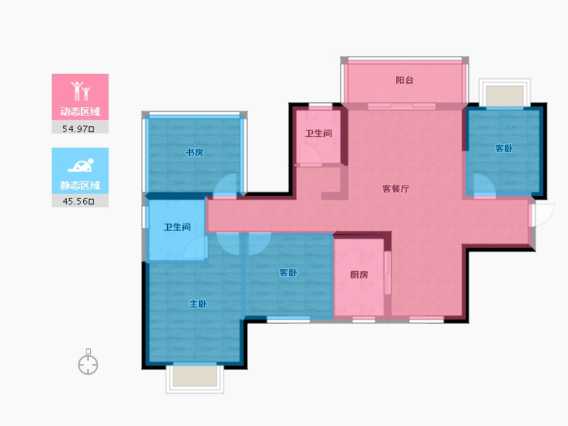 广西壮族自治区-南宁市-龙湖春江天越-88.94-户型库-动静分区