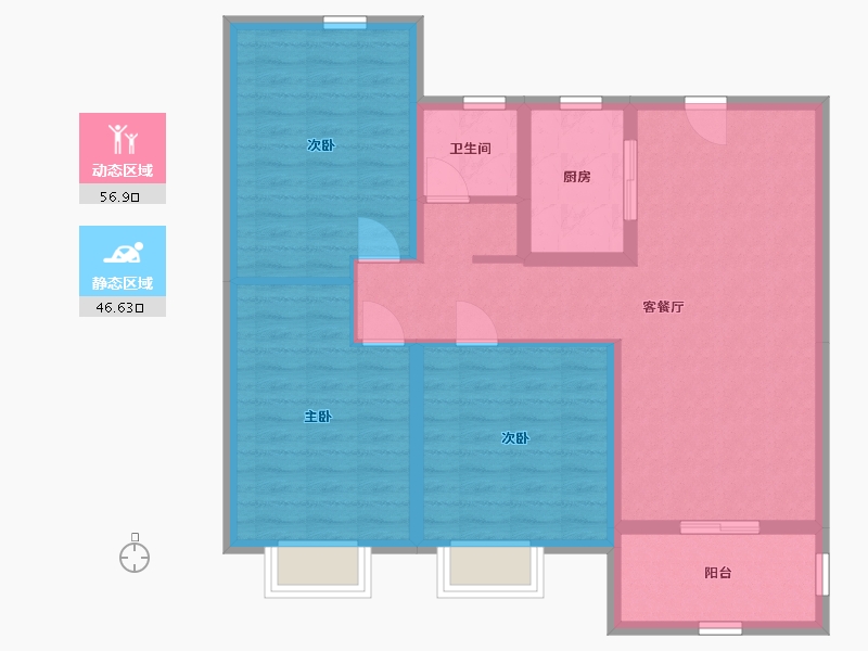 山东省-济宁市-恒达聚福苑-92.88-户型库-动静分区