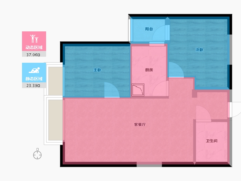 广东省-东莞市-万科城市之光住宅-53.82-户型库-动静分区