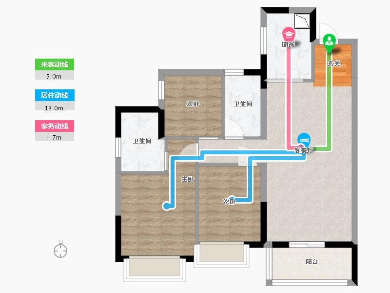 广东省-东莞市-华润幸福里-74.44-户型库-动静线