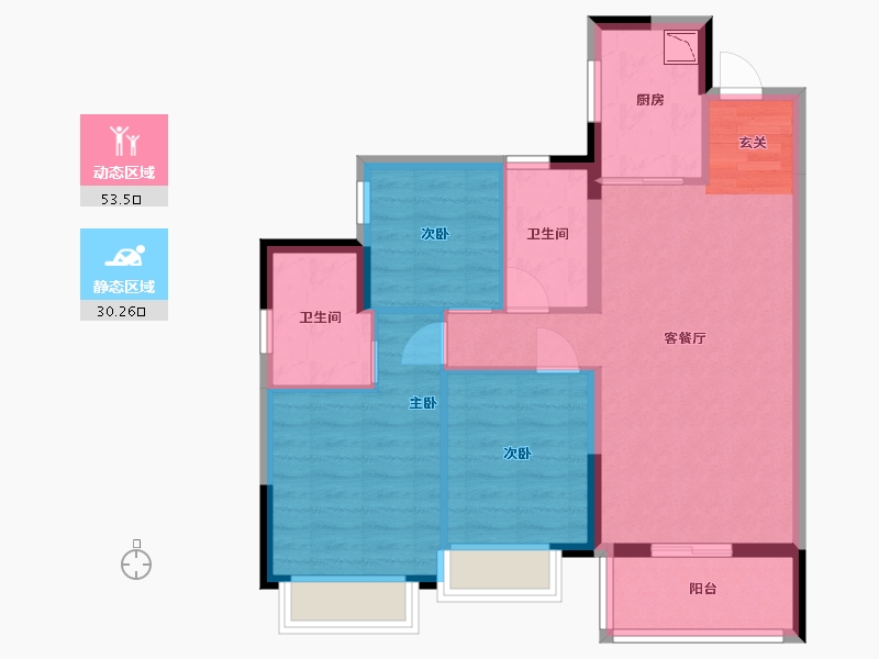 广东省-东莞市-华润幸福里-74.44-户型库-动静分区