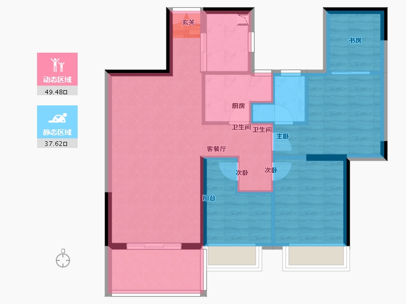 广东省-中山市-华鸿璟悦轩-77.56-户型库-动静分区