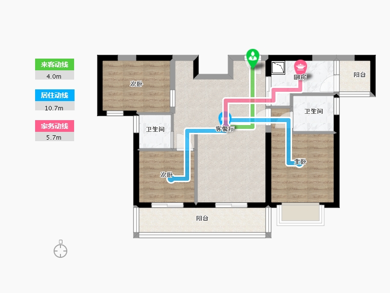 广东省-东莞市-天麟天瑞花园-70.02-户型库-动静线