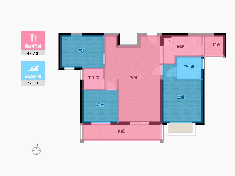 广东省-东莞市-天麟天瑞花园-70.02-户型库-动静分区