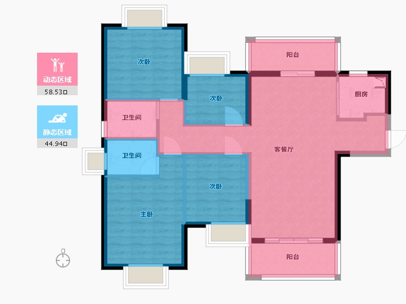 广东省-东莞市-天麟天瑞花园-92.48-户型库-动静分区