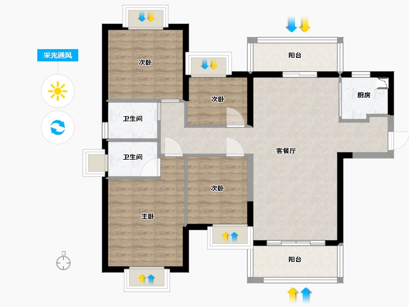 广东省-东莞市-天麟天瑞花园-92.48-户型库-采光通风