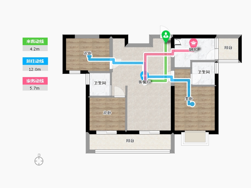 广东省-东莞市-天麟天瑞花园-71.44-户型库-动静线