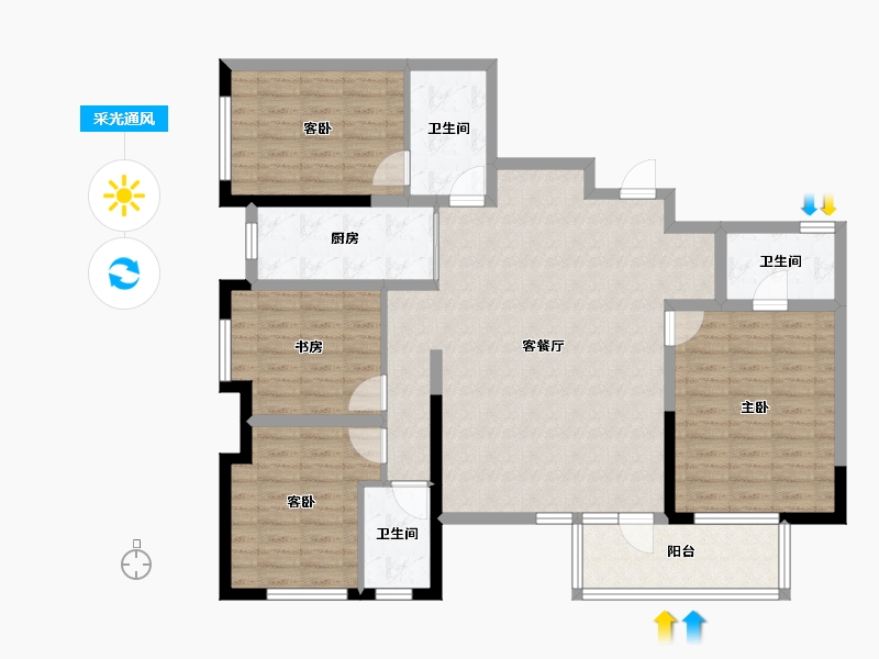 广西壮族自治区-南宁市-万科第五园-117.01-户型库-采光通风