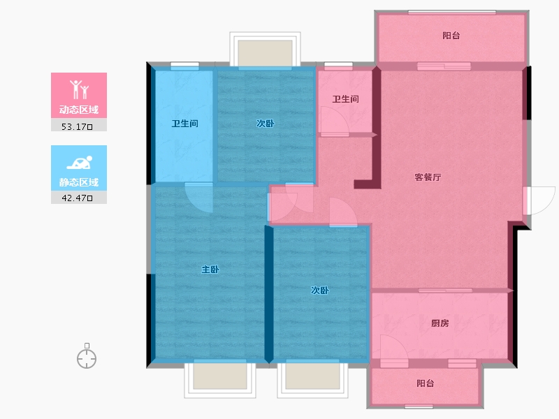 广西壮族自治区-南宁市-亿鼎温岭华府-86.36-户型库-动静分区