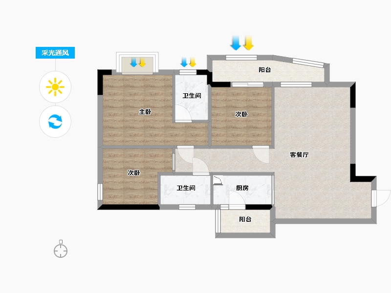 广东省-东莞市-莲花四季-78.56-户型库-采光通风