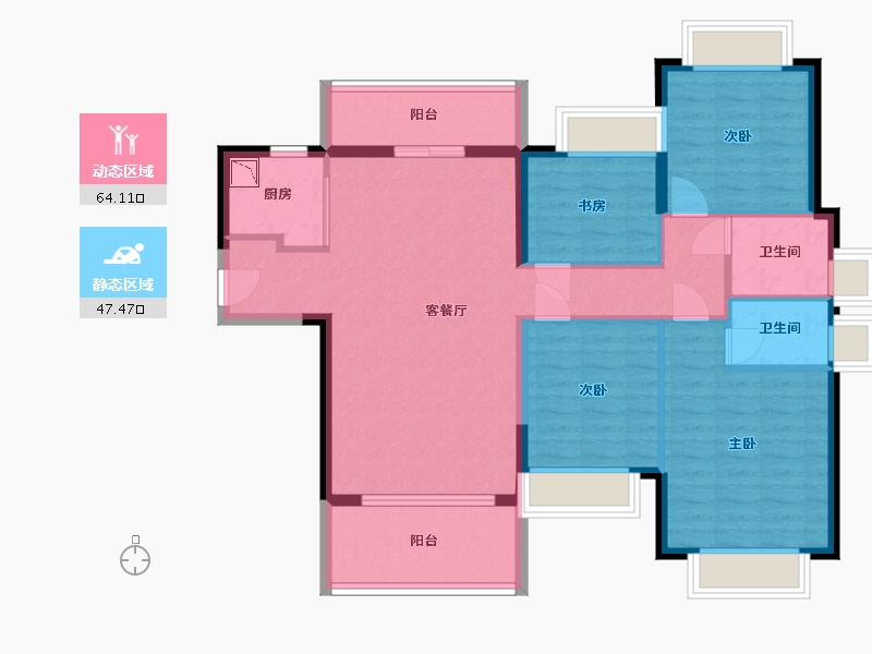 广东省-东莞市-天麟天瑞花园-99.94-户型库-动静分区