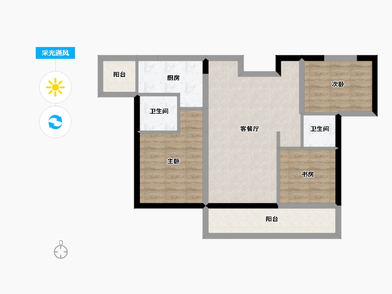 广东省-东莞市-天麟天瑞花园-70.60-户型库-采光通风