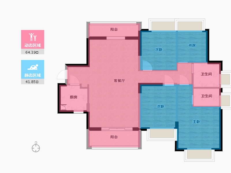 广东省-东莞市-天麟天瑞花园-94.74-户型库-动静分区